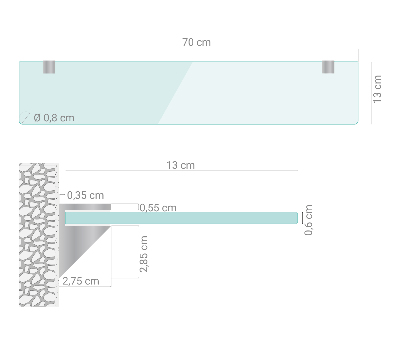 Szklana półka do łazienki wisząca transparentna
