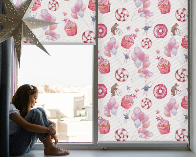 Roleta na okno Różowe balony pączki i króliki