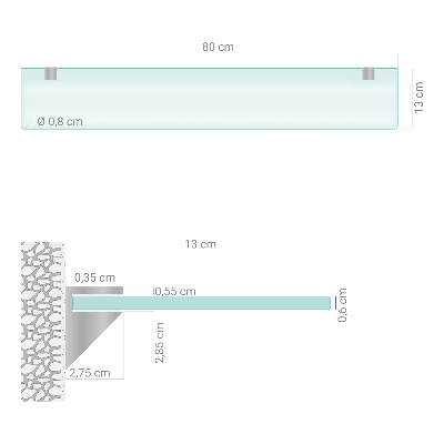 Półka wisząca do łazienki półtransparentna