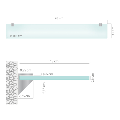 Półka wisząca do łazienki półtransparentna