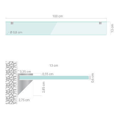 Półka wisząca do łazienki półtransparentna
