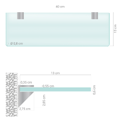 Półka wisząca do łazienki półtransparentna