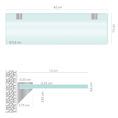 Półka wisząca do łazienki półtransparentna