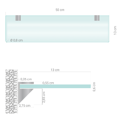 Półka wisząca do łazienki półtransparentna