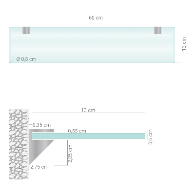 Półka wisząca do łazienki półtransparentna