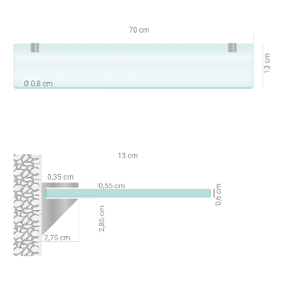 Półka wisząca do łazienki półtransparentna