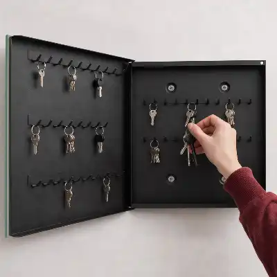 Skrzynka na klucze Szara abstrakcja z delikatnymi wzorami