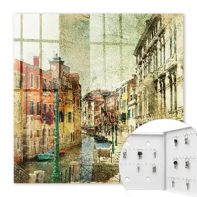 Pojemnik na klucze Kolorowe miasto przy kanale
