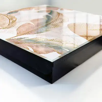 Szafka na klucze z motywem delikatnych liści w subtelnych barwach