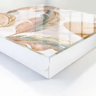 Szafka na klucze z motywem delikatnych liści w subtelnych barwach