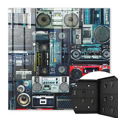 Szafka na klucze Muzyczna pasja z motywem urządzeń audio