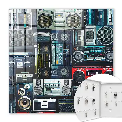 Szafka na klucze Muzyczna pasja z motywem urządzeń audio