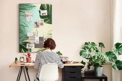 Kolorowa tablica korkowa z motywem tropikalnej monstery
