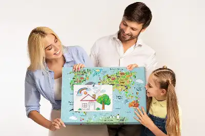 Tablica korkowa ozdobna Mapa świata ze zwierzętami