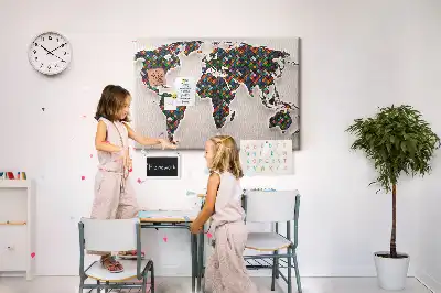 Tablica korkowa dla dzieci Abstrakcja mapa świata