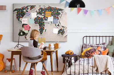 Artystyczna korkowa mapa kontynentów dla dzieci