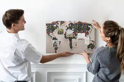 Tablica korkowa dla dzieci Abstrakcja mapa świata