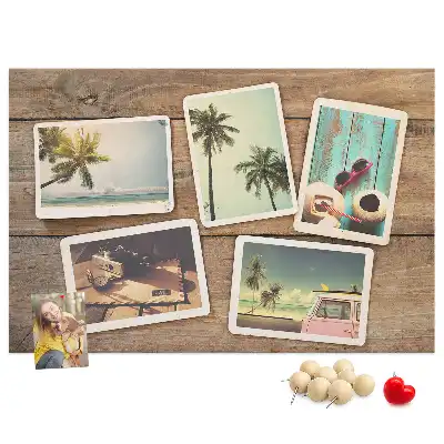 Tablica korkowa dla dzieci na zdjęcia w stylu polaroid
