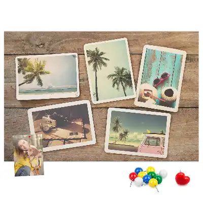 Tablica korkowa dla dzieci na zdjęcia w stylu polaroid