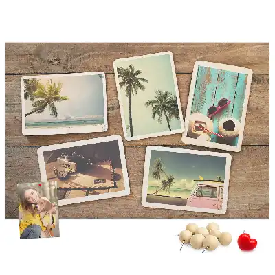 Tablica korkowa dla dzieci na zdjęcia w stylu polaroid