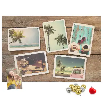 Tablica korkowa dla dzieci na zdjęcia w stylu polaroid