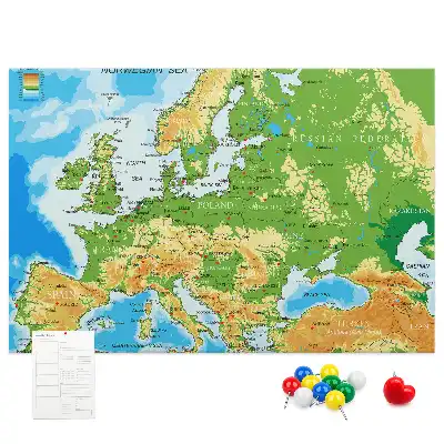 Tablica korkowa z mapą świata Geografia
