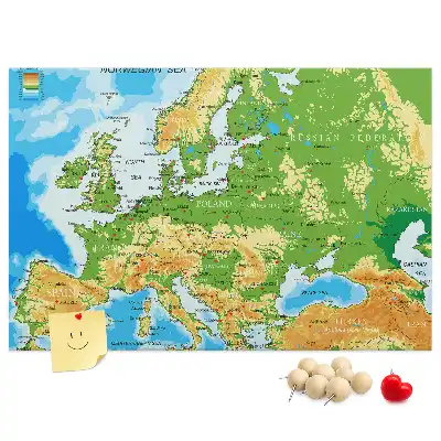 Tablica korkowa z mapą świata Geografia