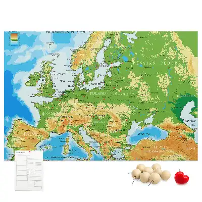 Tablica korkowa z mapą świata Geografia