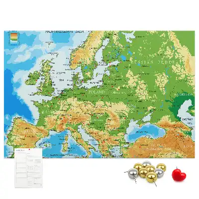 Tablica korkowa z mapą świata Geografia