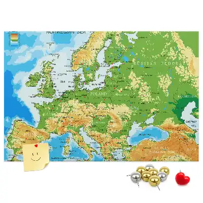 Tablica korkowa z mapą świata Geografia