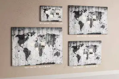 Tablica korkowa Mapa Świata na drewnie