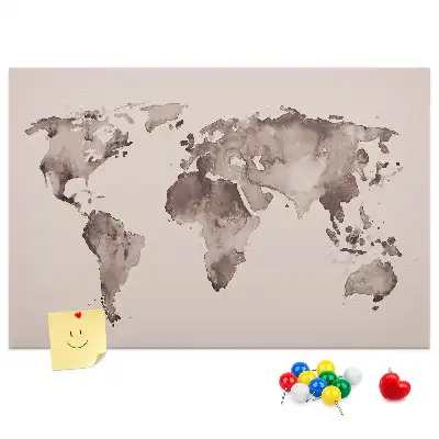 Tablica korkowa dla dzieci Akwarela mapa świata