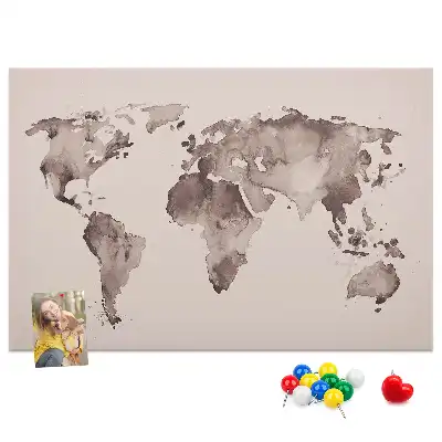 Tablica korkowa dla dzieci Akwarela mapa świata