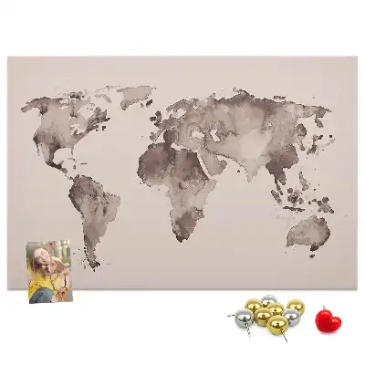 Tablica korkowa dla dzieci Akwarela mapa świata
