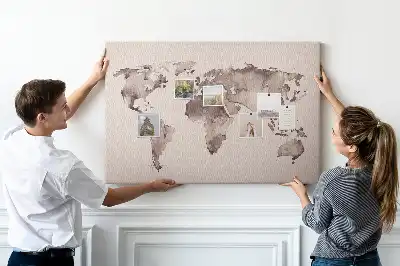 Tablica korkowa dla dzieci Akwarela mapa świata