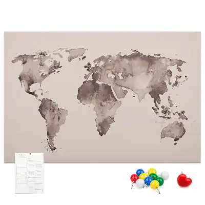 Tablica korkowa dla dzieci Akwarela mapa świata