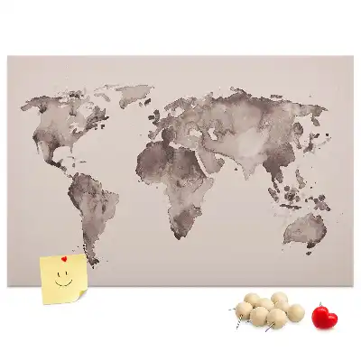 Tablica korkowa dla dzieci Świat malowany akwarelami