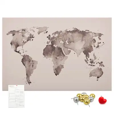 Tablica korkowa dla dzieci Akwarela mapa świata