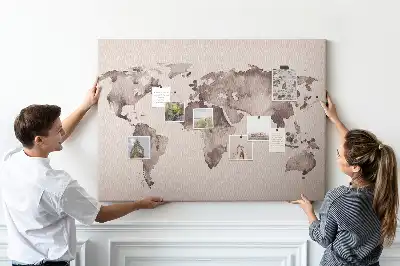 Tablica korkowa dla dzieci Akwarela mapa świata