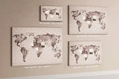 Tablica korkowa dla dzieci Akwarela mapa świata