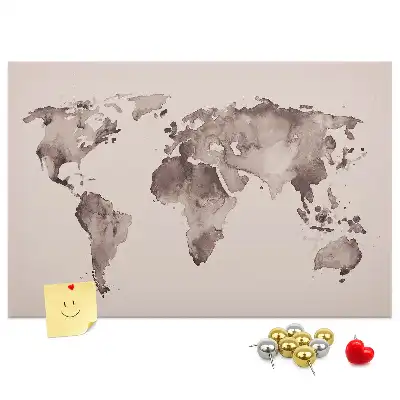 Tablica korkowa dla dzieci Akwarela mapa świata