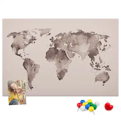 Tablica korkowa dla dzieci Akwarela mapa świata