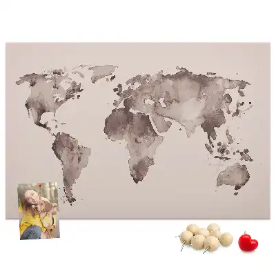Tablica korkowa dla dzieci Akwarela mapa świata