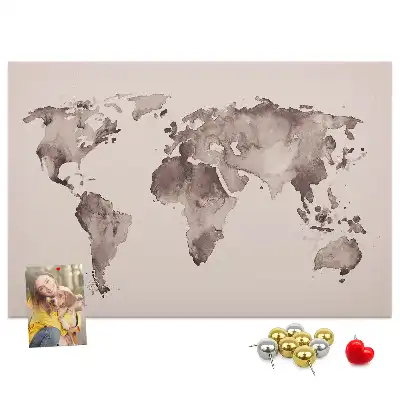 Tablica korkowa dla dzieci Akwarela mapa świata