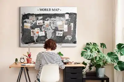 Ozdobna tablica korkowa Retro mapa świata