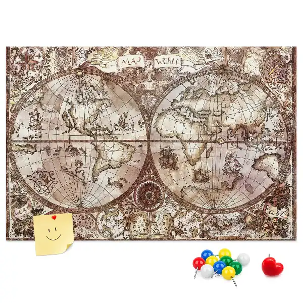 Korkowa tablica z nadrukiem antycznej mapy atlasu