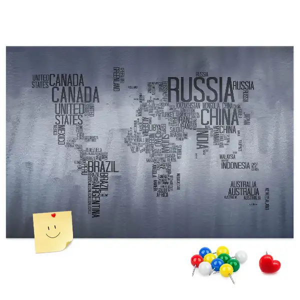 Korkowa tablica Kraje świata z literami