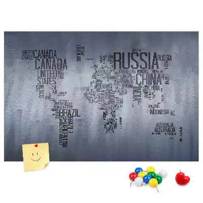 Korkowa tablica Mapa świata z napisów
