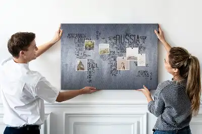 Korkowa tablica Mapa świata z napisów