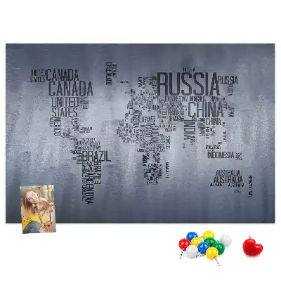 Korkowa tablica Mapa świata z napisów